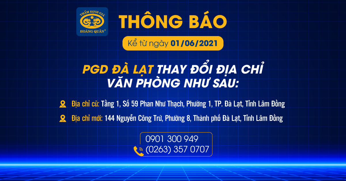 HQA THÔNG BÁO PGD ĐÀ LẠT THAY ĐỔI ĐỊA CHỈ VĂN PHÒNG