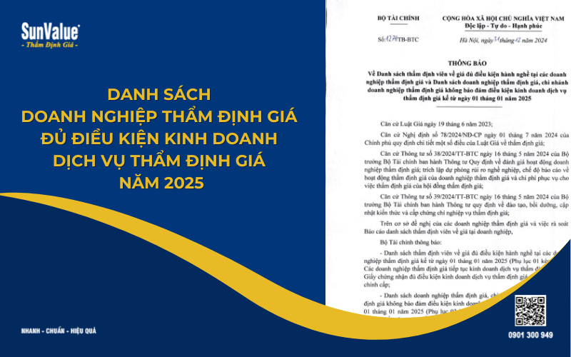 Doanh nghiệp thẩm định giá, công ty thẩm định giá đủ điều kiện kinh doanh 2025 mới nhất 1