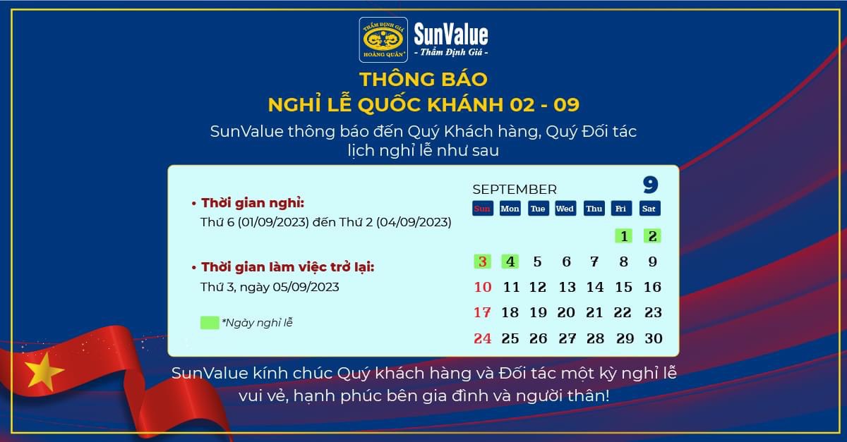 Thông báo nghỉ Lễ Quốc Khánh 2-9